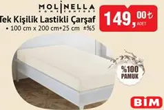 MOLİNELLA TEK KİŞİLİK LASTİKLİ ÇARŞAF 100X200 CM